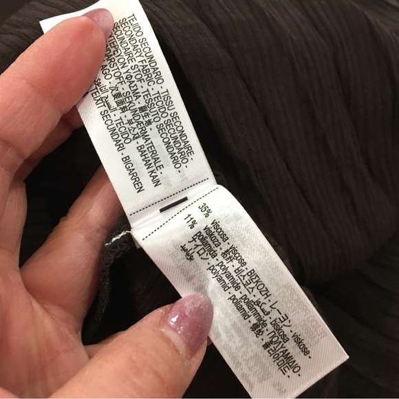 ZARA HIGH-WAIST COMBINED PLEATED KNIT SKIRT Brown 4192/016 New women L - Picture 7 of 8